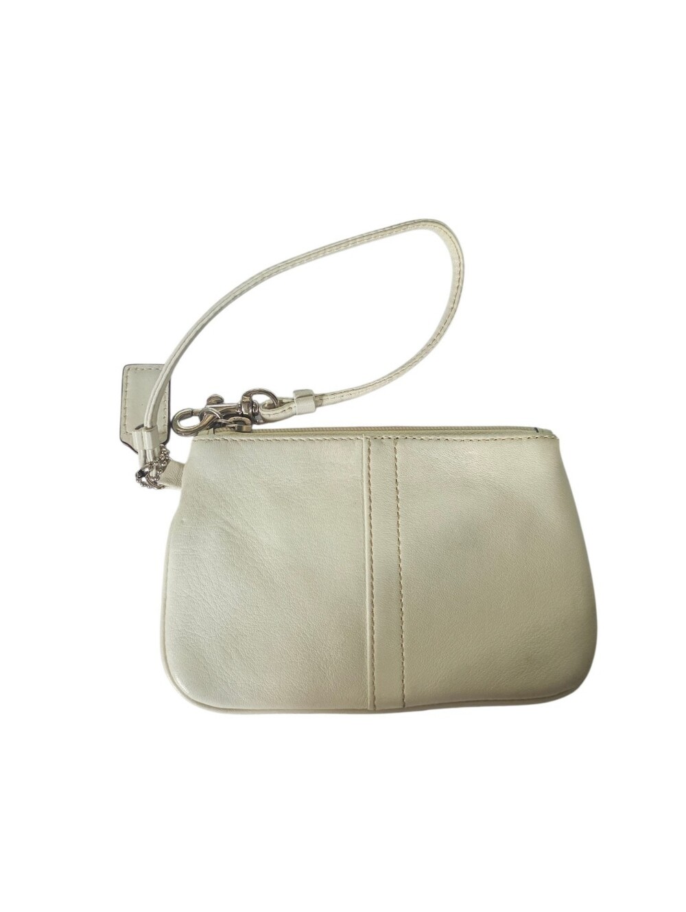 Coach Leather Wristlet Clutch in Light Cream